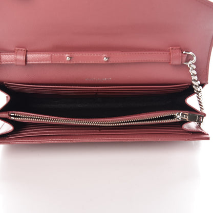 Saint Laurent Grain De Poudre Matelasse Chevron Monogram Chain Wallet Mystic Rose 5 of 13