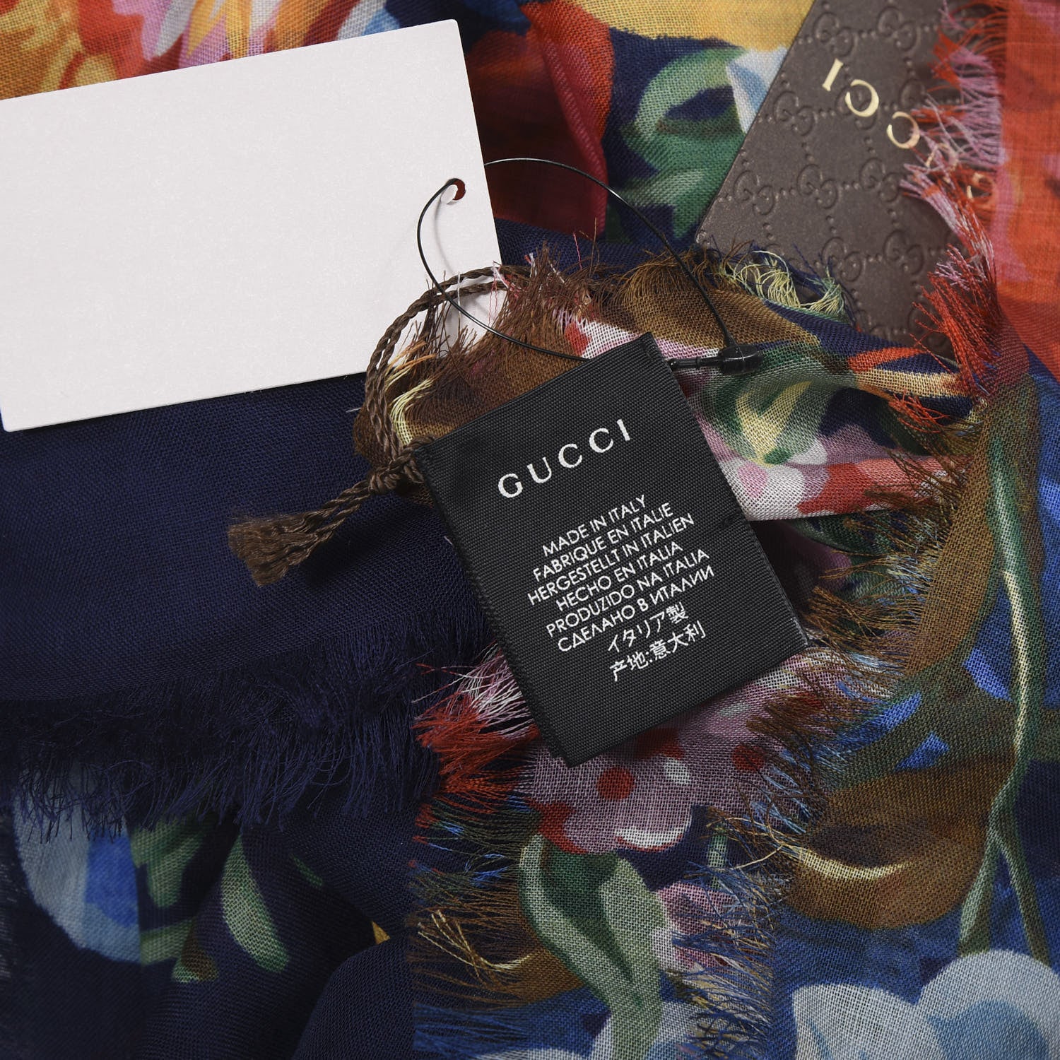 Gucci Wool Josephine Square Shawl Navy Pink 3 of 3