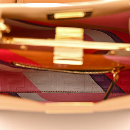 Fendi Vitello Seta Nappa FF Embossed Mini Peekaboo Iconic Satchel Miele Scuro 6 of 12