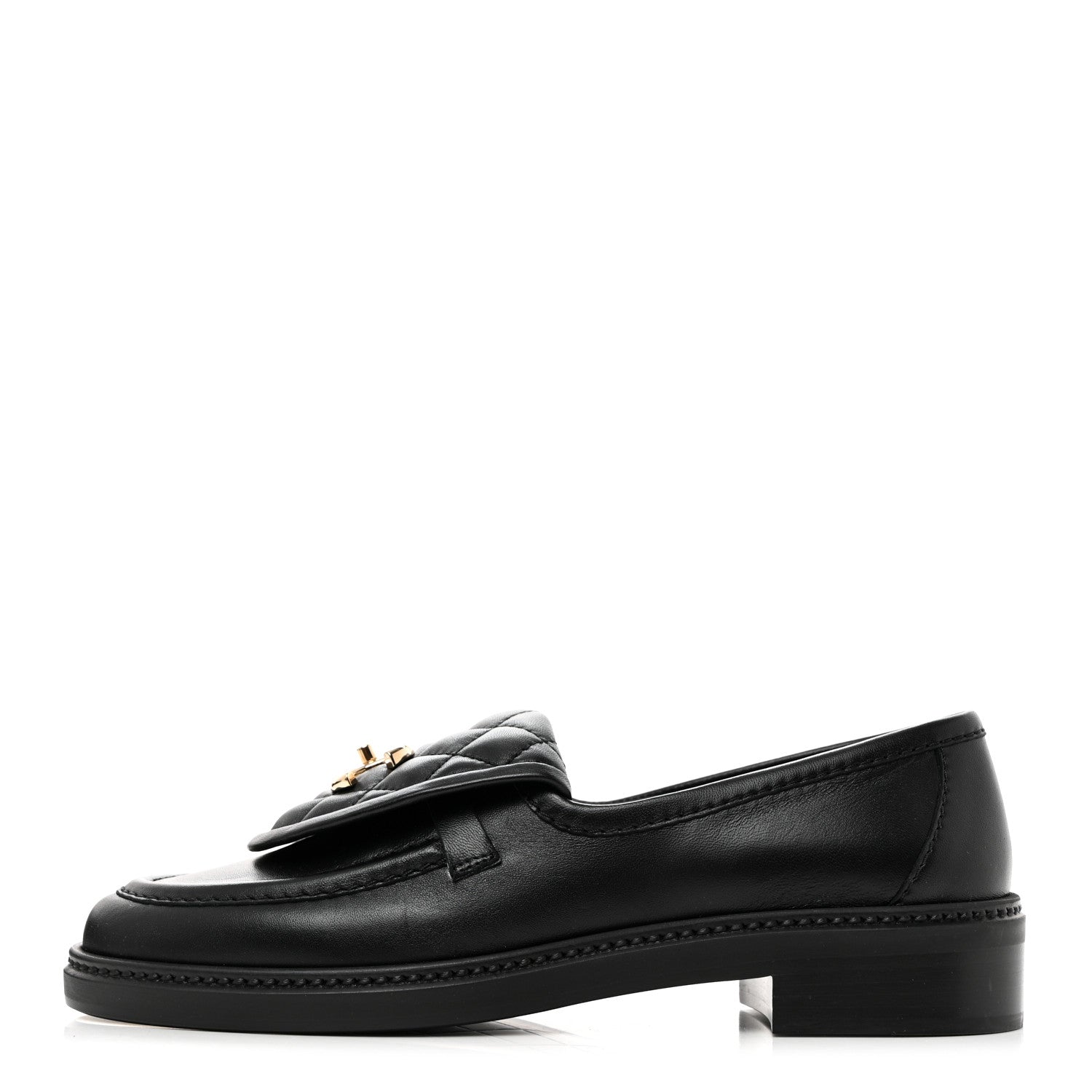 Chanel Lambskin Quilted CC Turnlock Loafers 37.5 Black 1 of 9