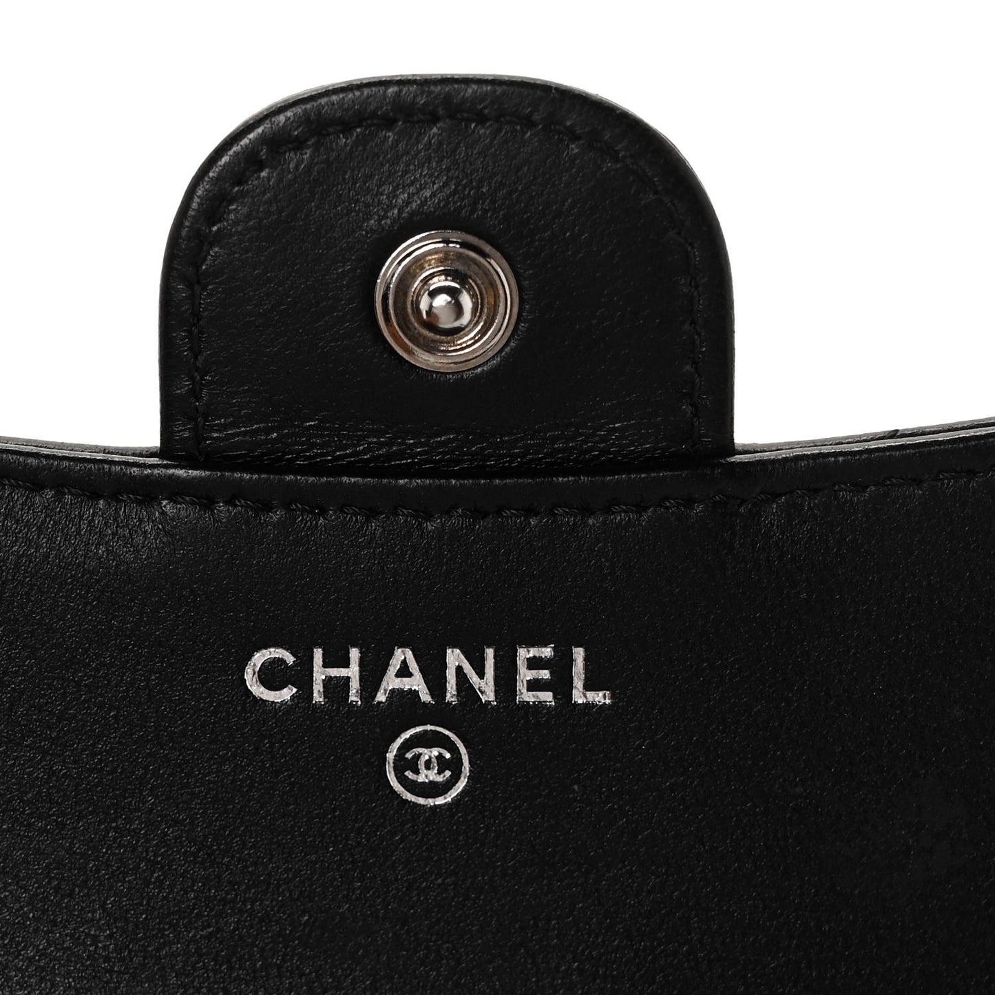 Lambskin Quilted Small Compact Wallet Black