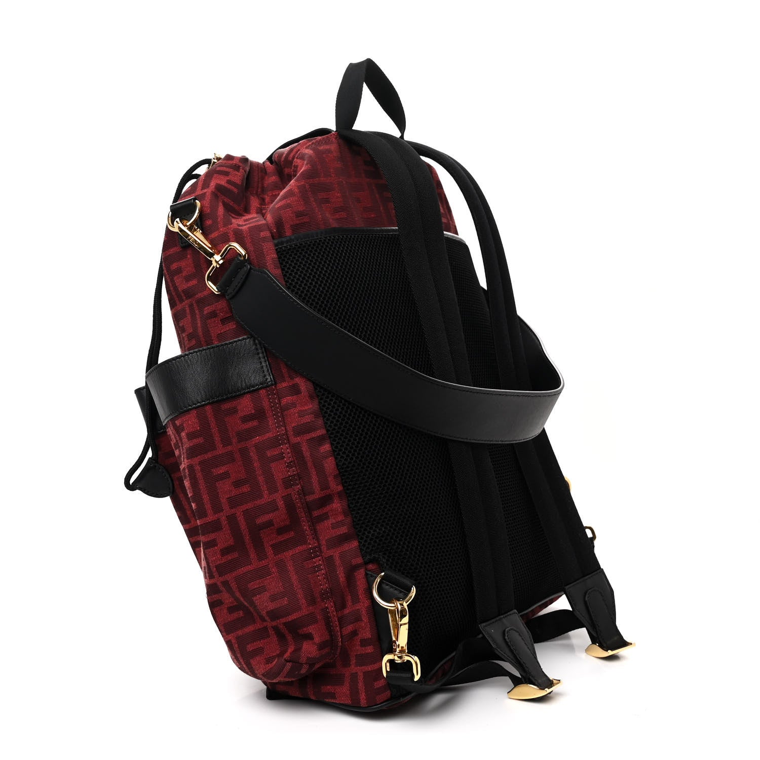 Fendi Recycled Fabric Jacquard Vitello Grace FF 1974 Large Fendi Strike Backpack Rosso Marlboro Black 3 of 10