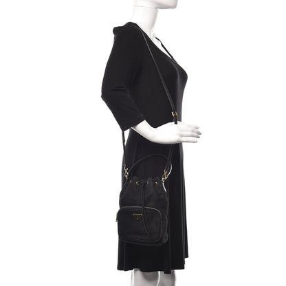 Prada Saffiano Tessuto Nylon Mini Bucket Crossbody Bag Black 2 of 9