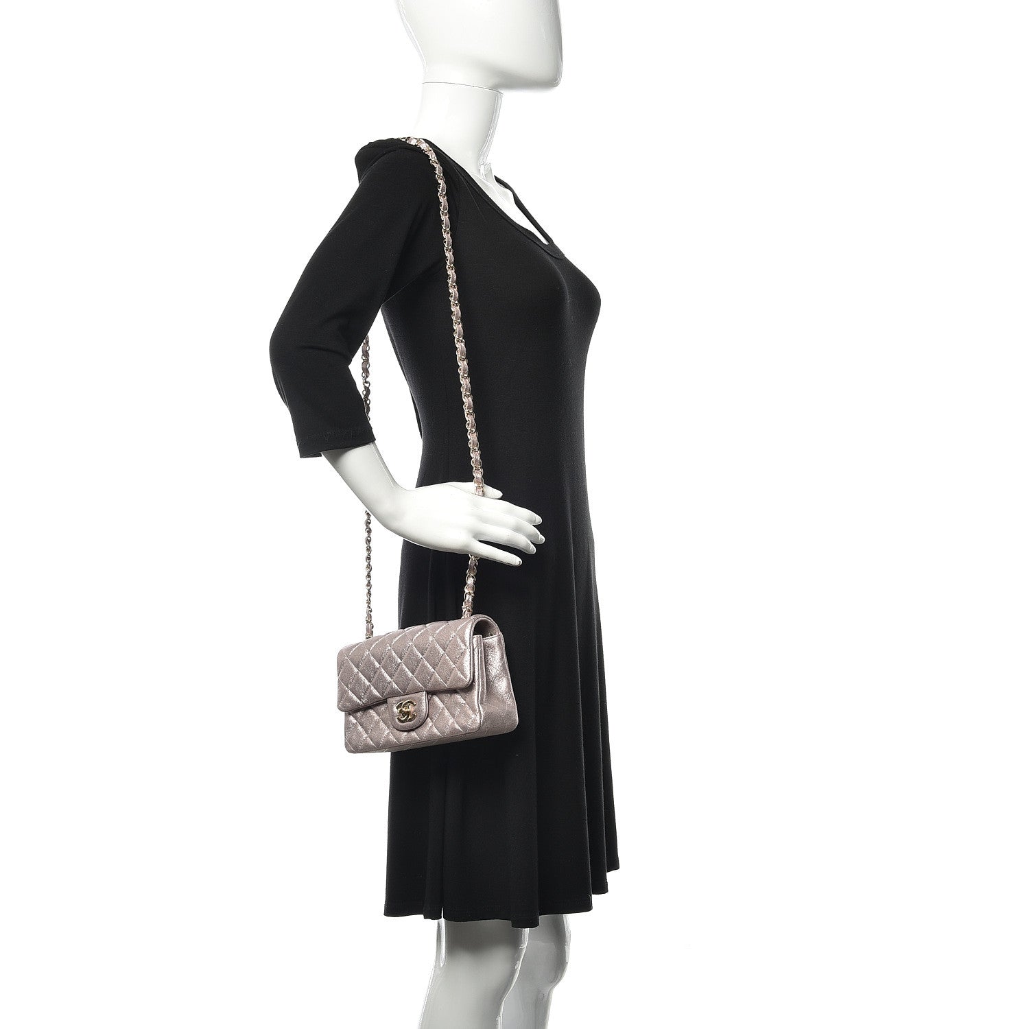 Chanel Metallic Goatskin Quilted Mini Rectangular Flap Pink 2 of 10