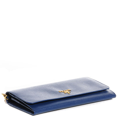 Prada Saffiano Metal Oro Chain Wallet Bleuette 4 of 9