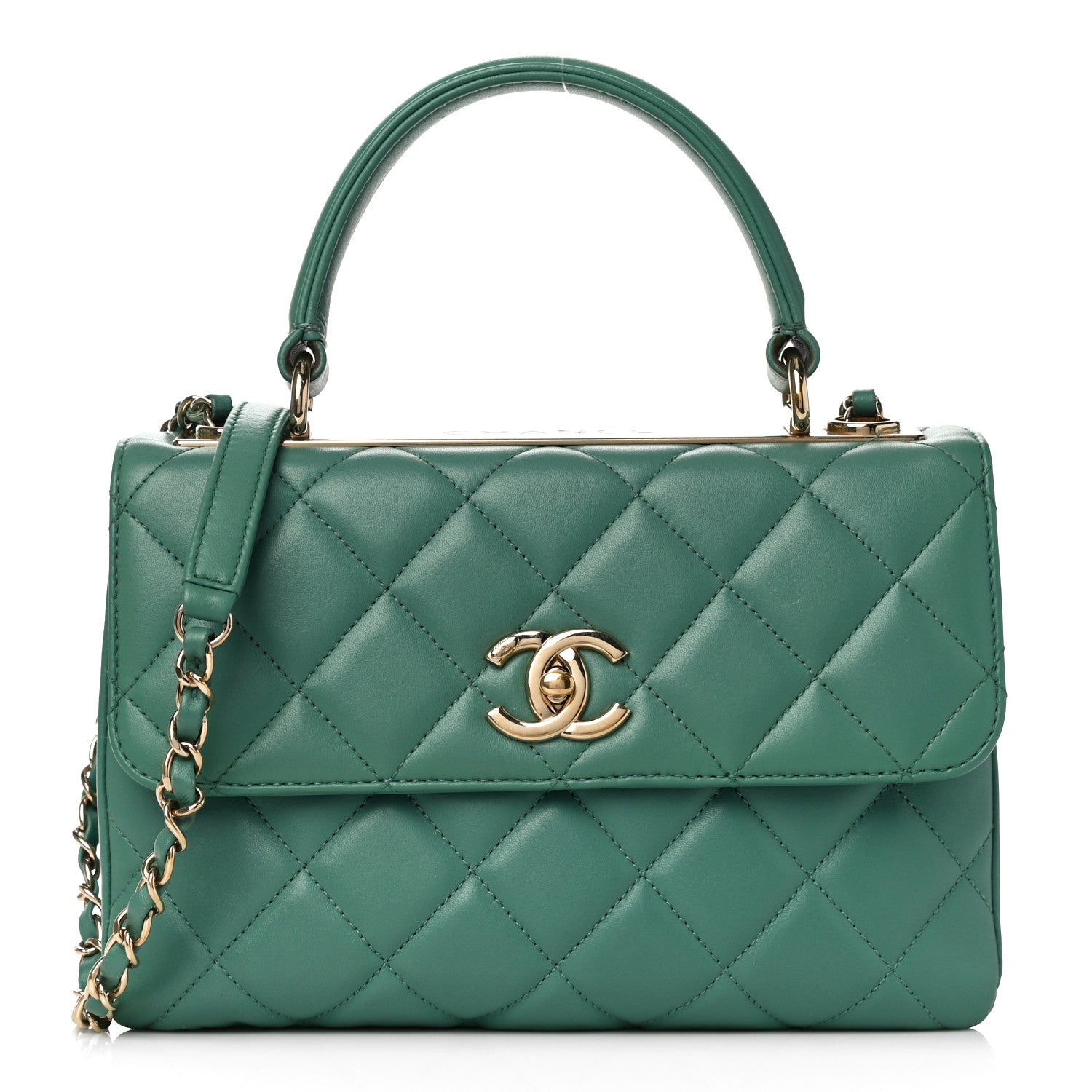 Chanel Lambskin Quilted Small Trendy CC Flap Dual Handle Bag Light Green 1 of 10