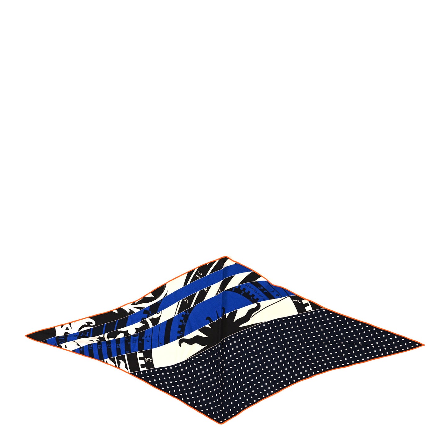 Cashmere Silk Losange Scarf Bleu Orange Multicolor