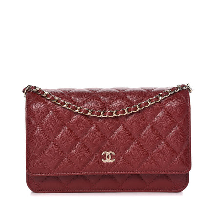 Chanel Caviar Quilted Wallet On Chain WOC Dark Red 1 of 12