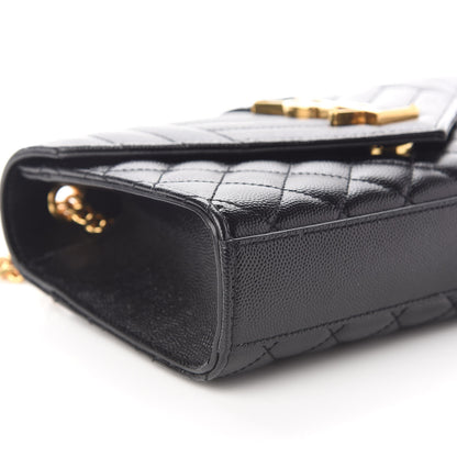 Saint Laurent Grain De Poudre Textured Mixed Matelasse Triquilt Small Monogram Satchel Black 7 of 9