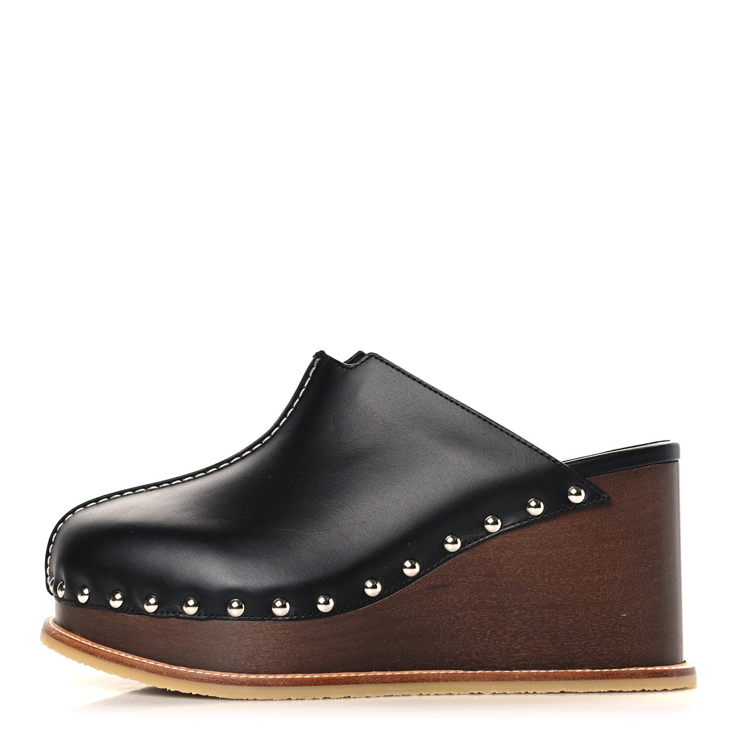 Hermes Calfskin Beechwood Earth Mules 38 Black 1 of 9