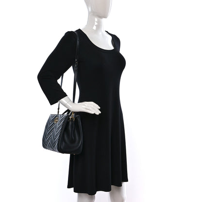 Gucci Calfskin Matelasse Small GG Marmont Tote Black 2 of 11