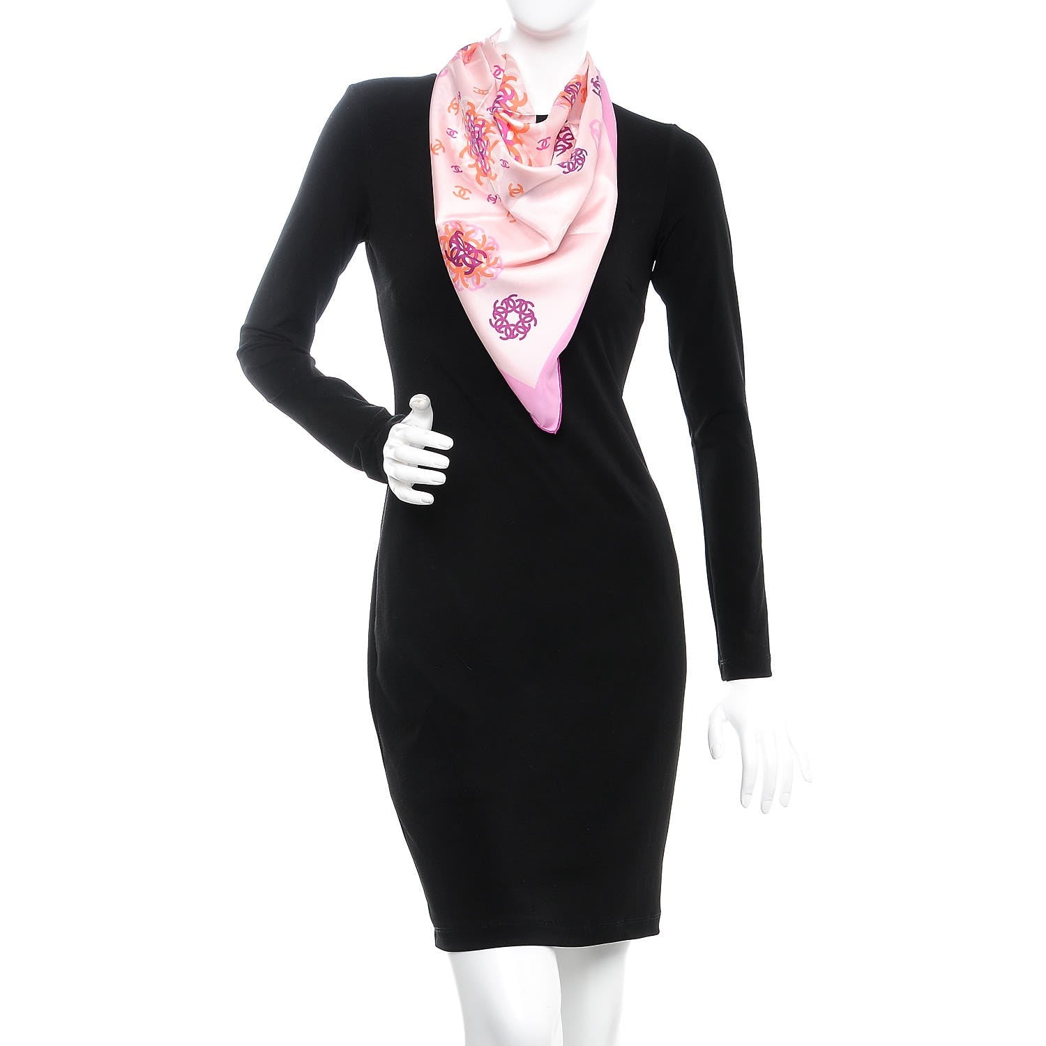 Chanel Silk CC Square Scarf Poudre Rose 2 of 5