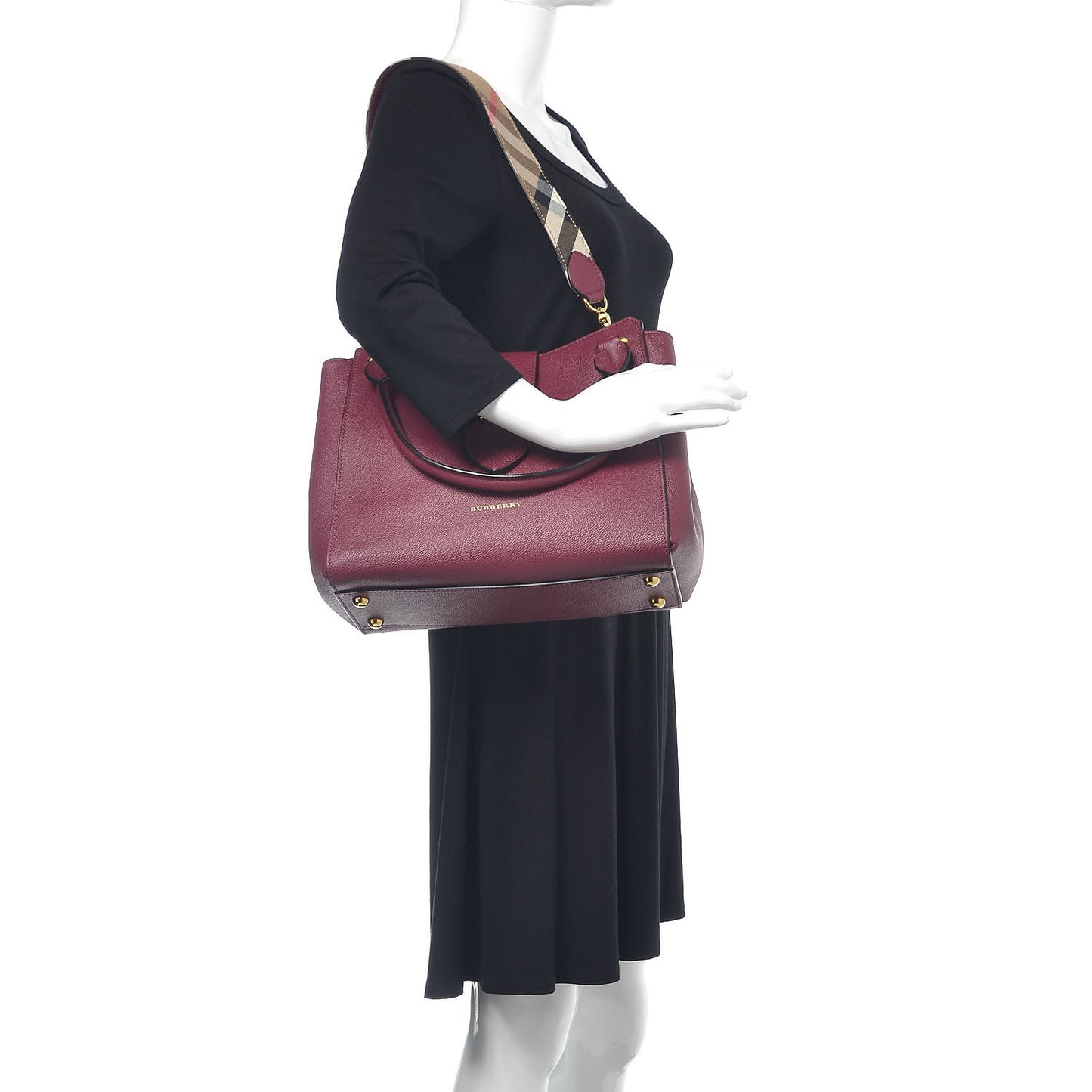 Soft Grain Medium Buckle Tote Dark Plum
