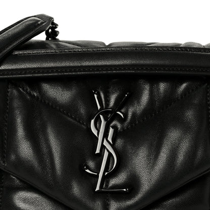 Saint Laurent Lambskin Quilted Monogram Monochrome Small Loulou Puffer Chain Satchel Black 9 of 11