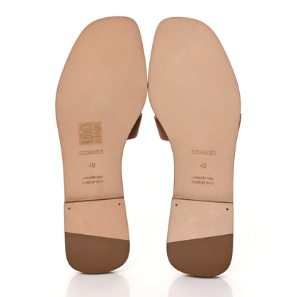 Hermes Box Calfskin Oran Sandals 40 Gold 5 of 8