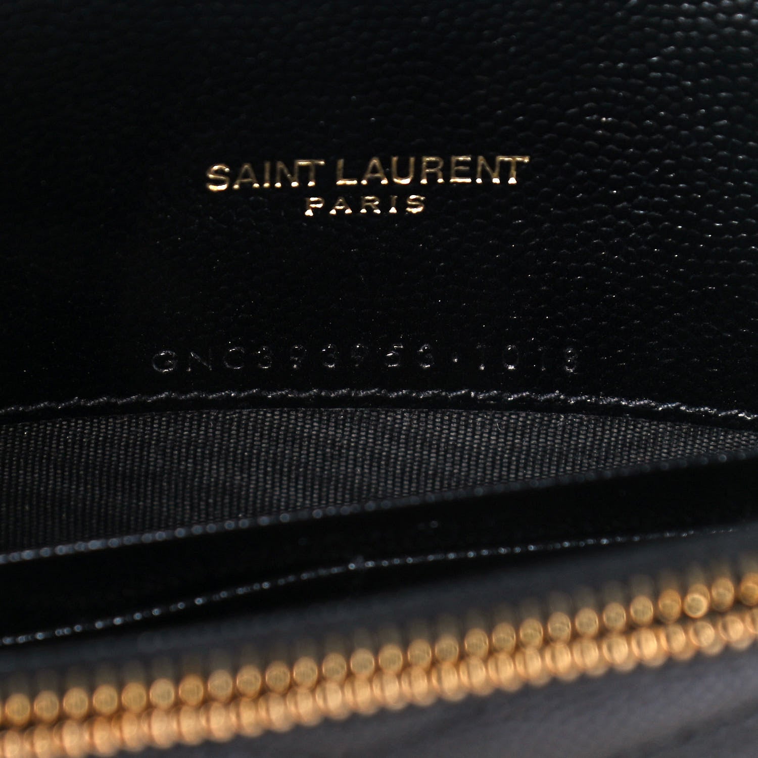 Saint Laurent Grain De Poudre Matelasse Chevron Monogram Envelope Chain Wallet Black 6 of 14