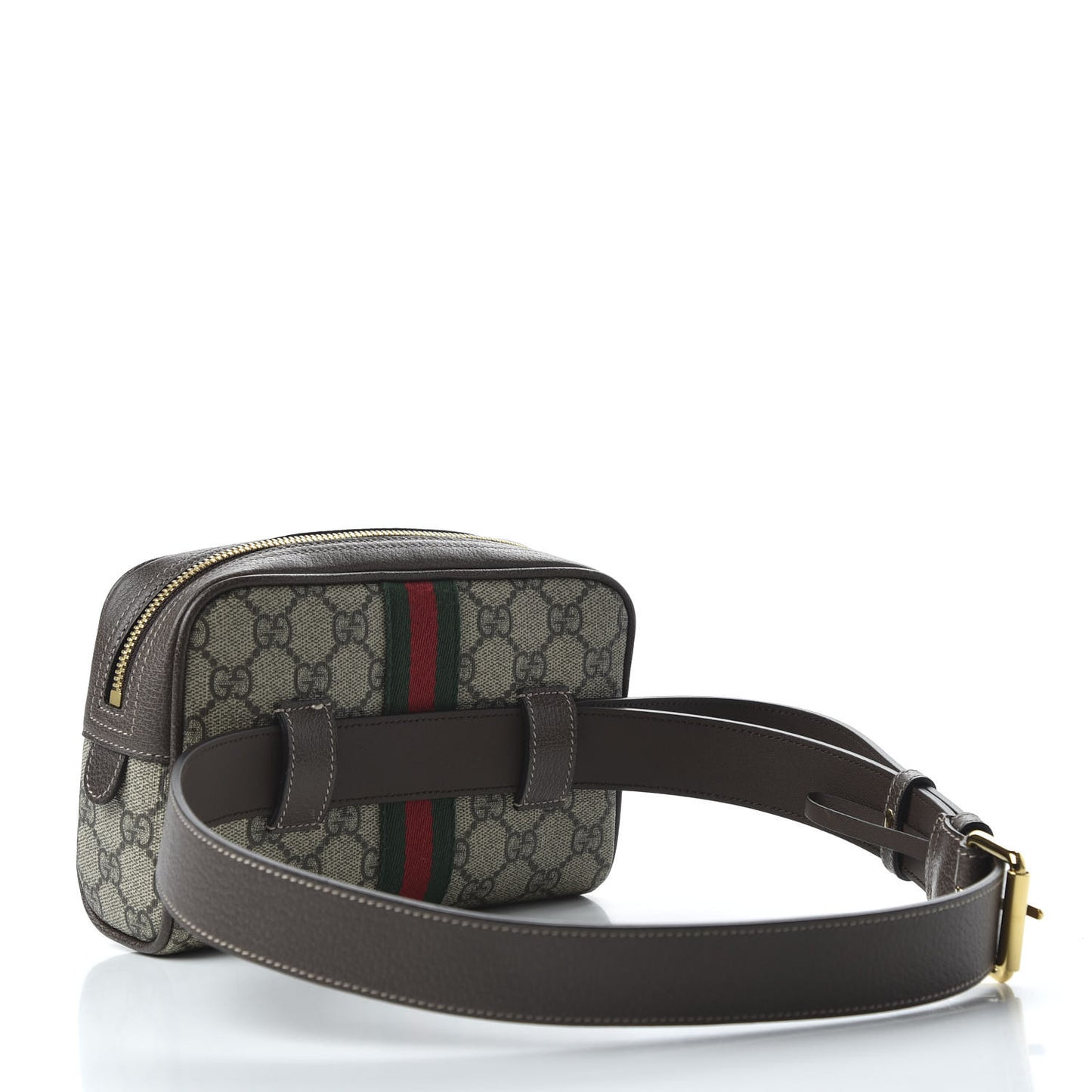 GG Supreme Monogram Web Small Ophidia Belt Bag 75 30 Dark Brown