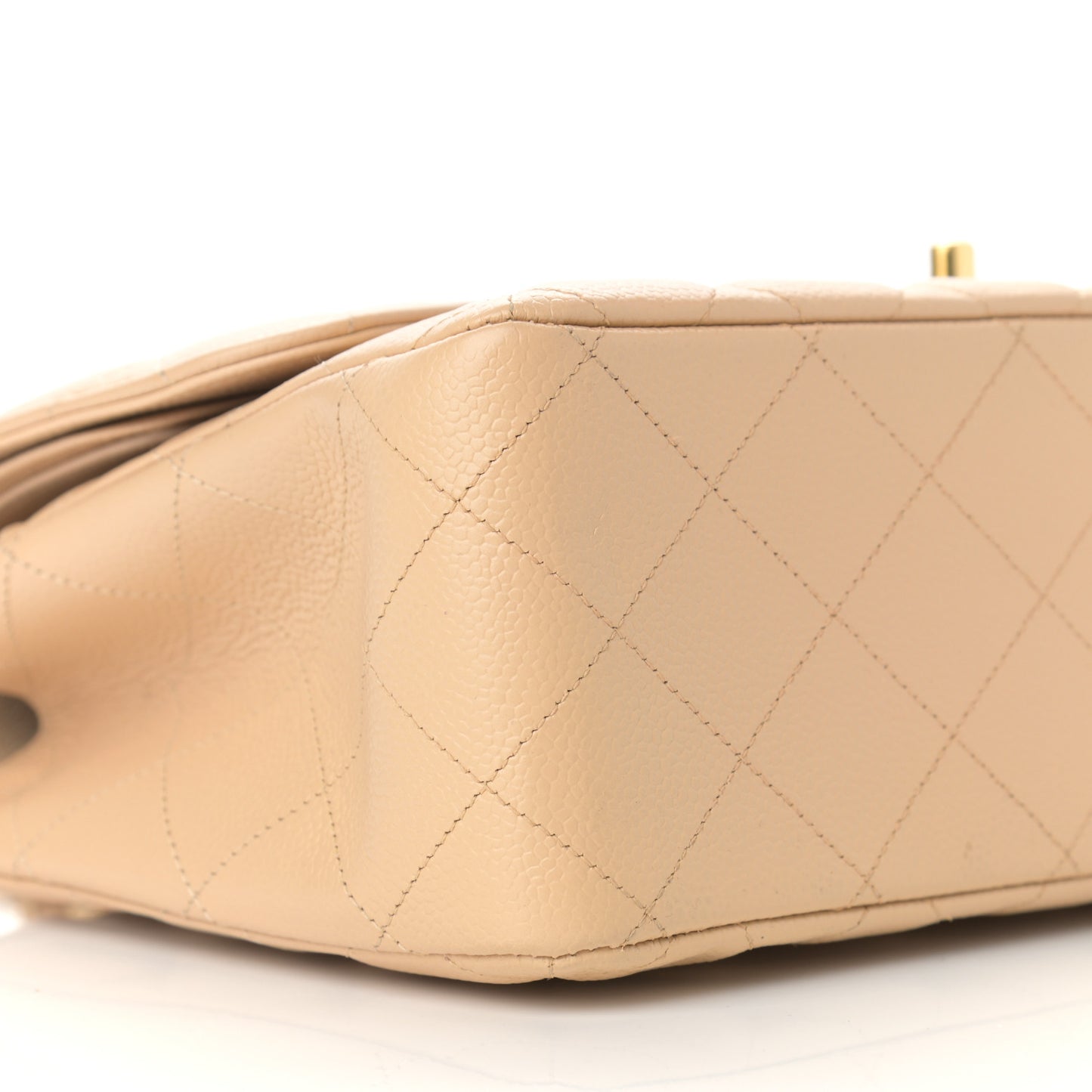 Caviar Quilted Jumbo Double Flap Beige