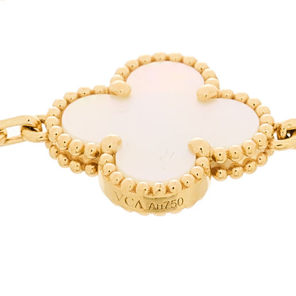 Van Cleef & Arpels 18K Yellow Gold Mother of Pearl 5 Motifs Vintage Alhambra Bracelet 3 of 5