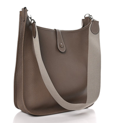Hermes Taurillon Clemence Evelyne GM Etoupe 3 of 8