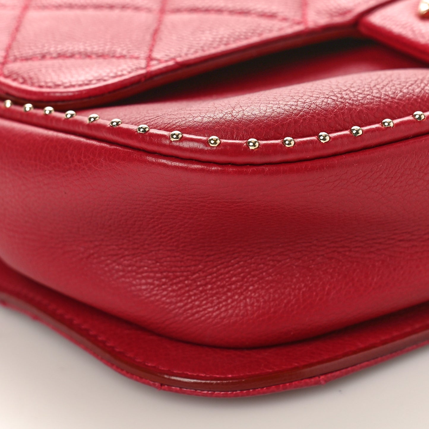 Caviar Quilted Small Studded Flap Red