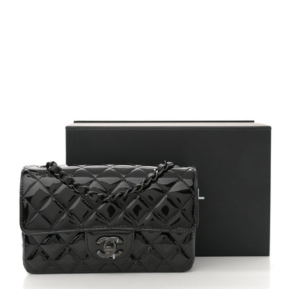 Chanel Patent Calfskin Quilted Mini Rectangular Flap So Black 11 of 11