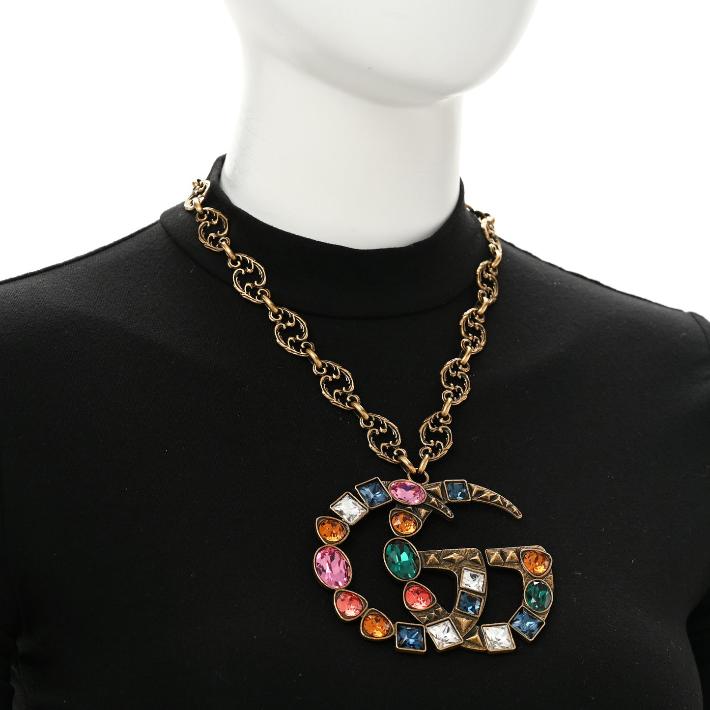 Crystal Marmont Necklace Aged Gold Multicolor