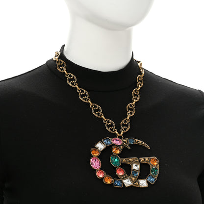 Gucci Crystal Marmont Necklace Aged Gold Multicolor 2 of 7