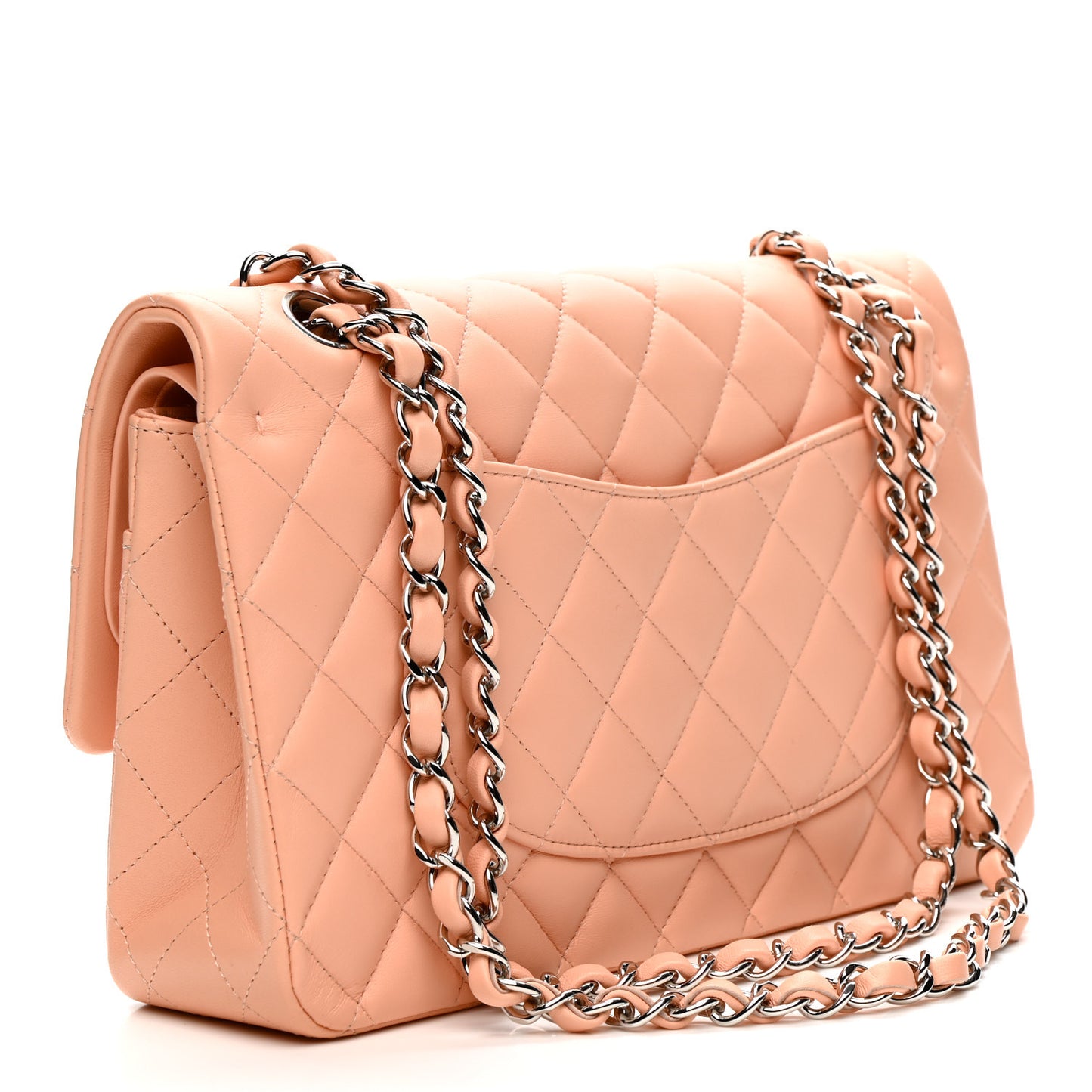 Lambskin Quilted Medium Double Flap Light Pink