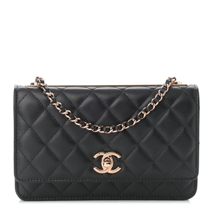 Chanel Lambskin Quilted Trendy CC Wallet On Chain WOC Black 1 of 12