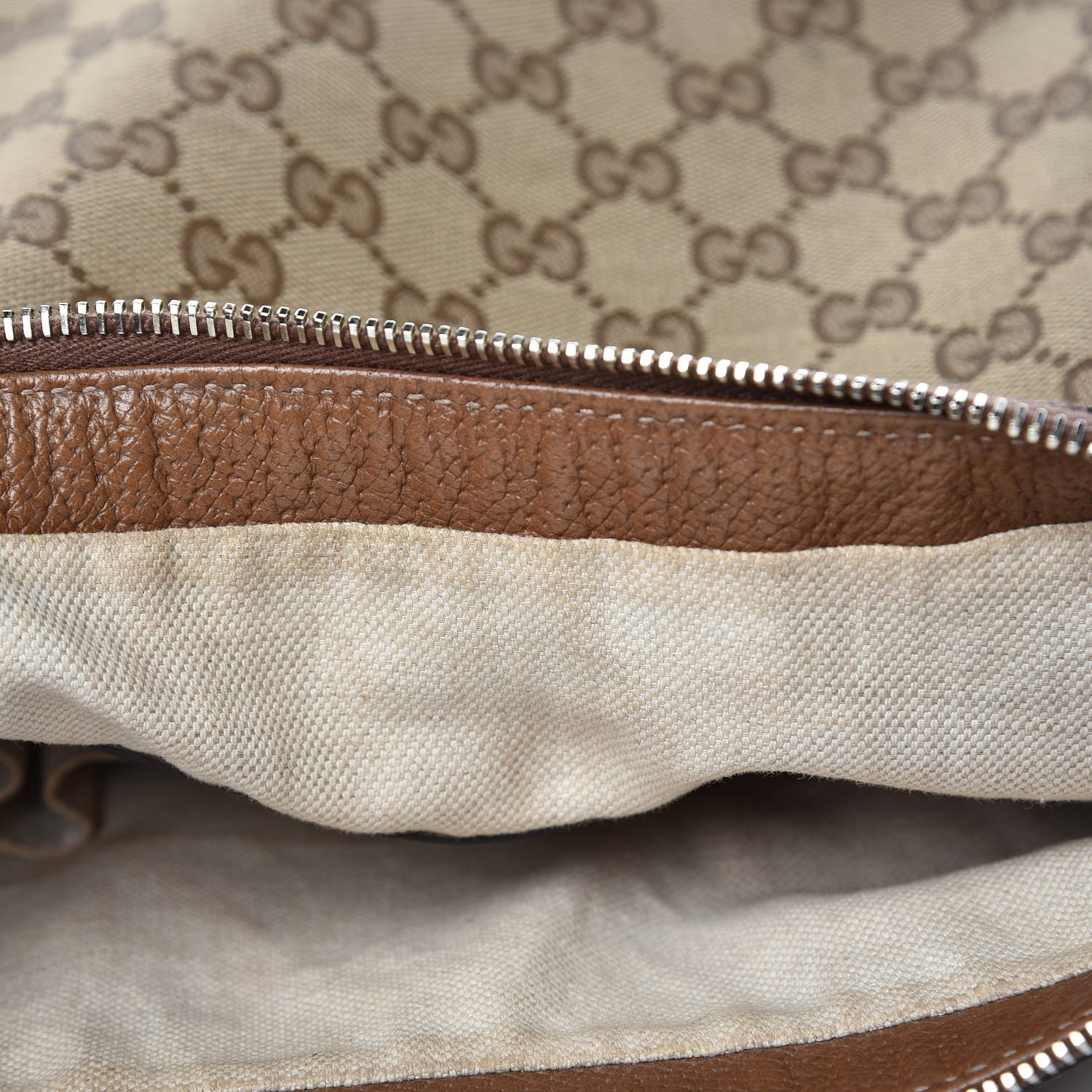 Gucci Monogram Textured Calfskin Large Bree Hobo Beige Ebony Nocciola 10 of 18