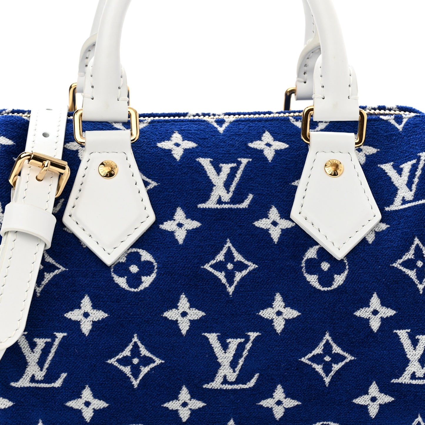 Jacquard Velvet Monogram LV Match Speedy Bandouliere 20 Blue