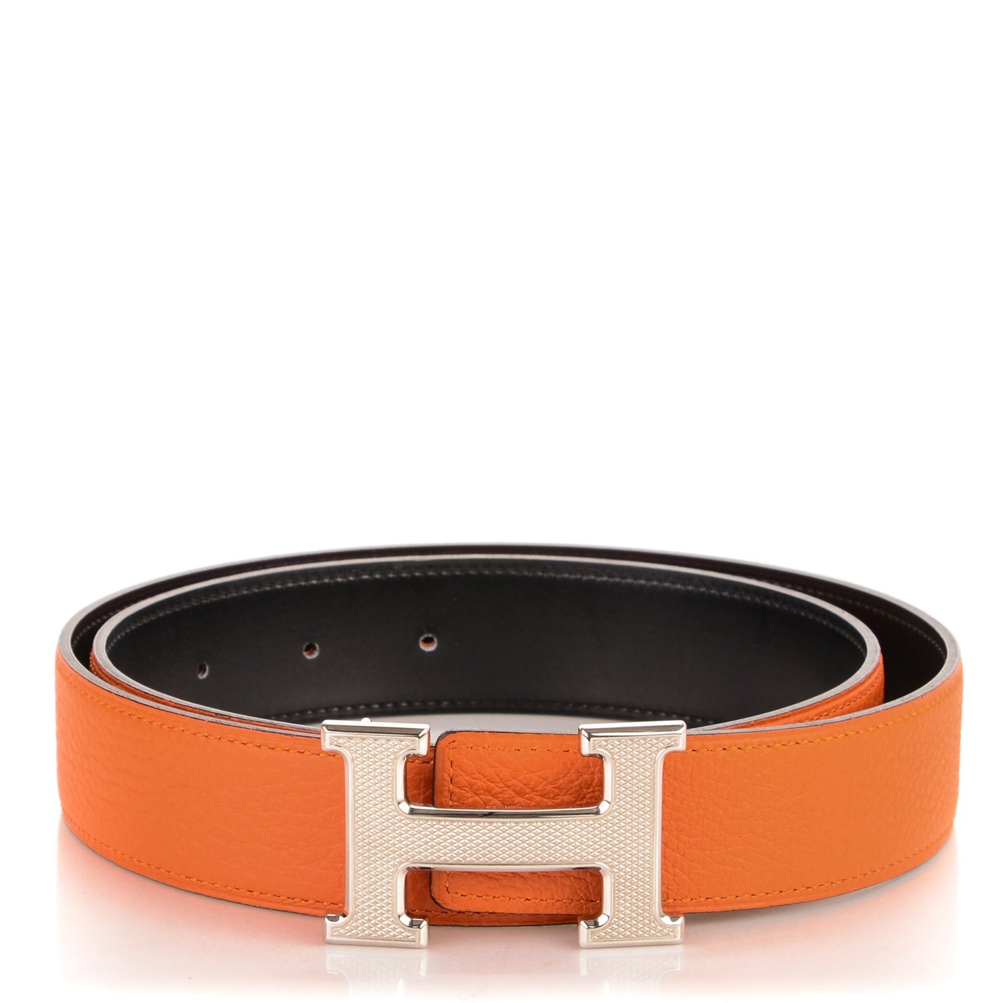 Togo Box 32mm Guilloche H Belt 80 Orange Black