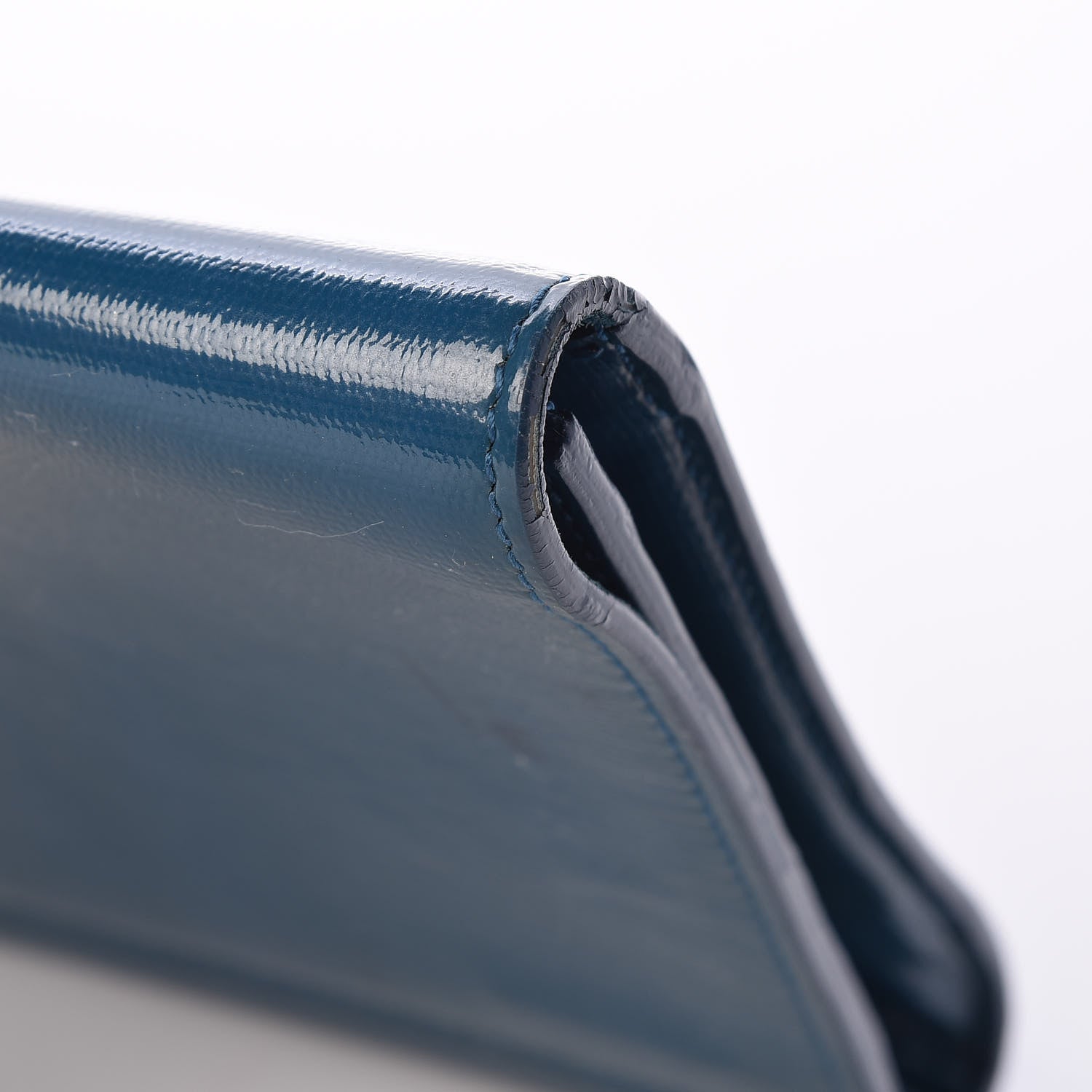 Saint Laurent Textured Patent Classic Y Ligne Clutch Blue 13 of 14