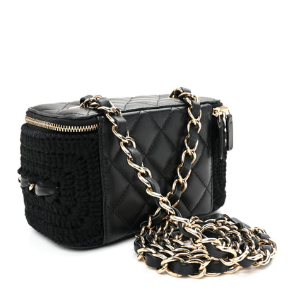 Chanel Lambskin Crochet Quilted Small Vanity Case With Chain Black 3 of 10