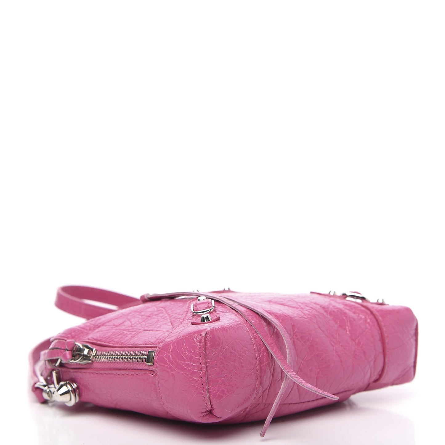 Agneau Arena Classic Silver Hardware XS Reporter Crossbody Rose Flamingo