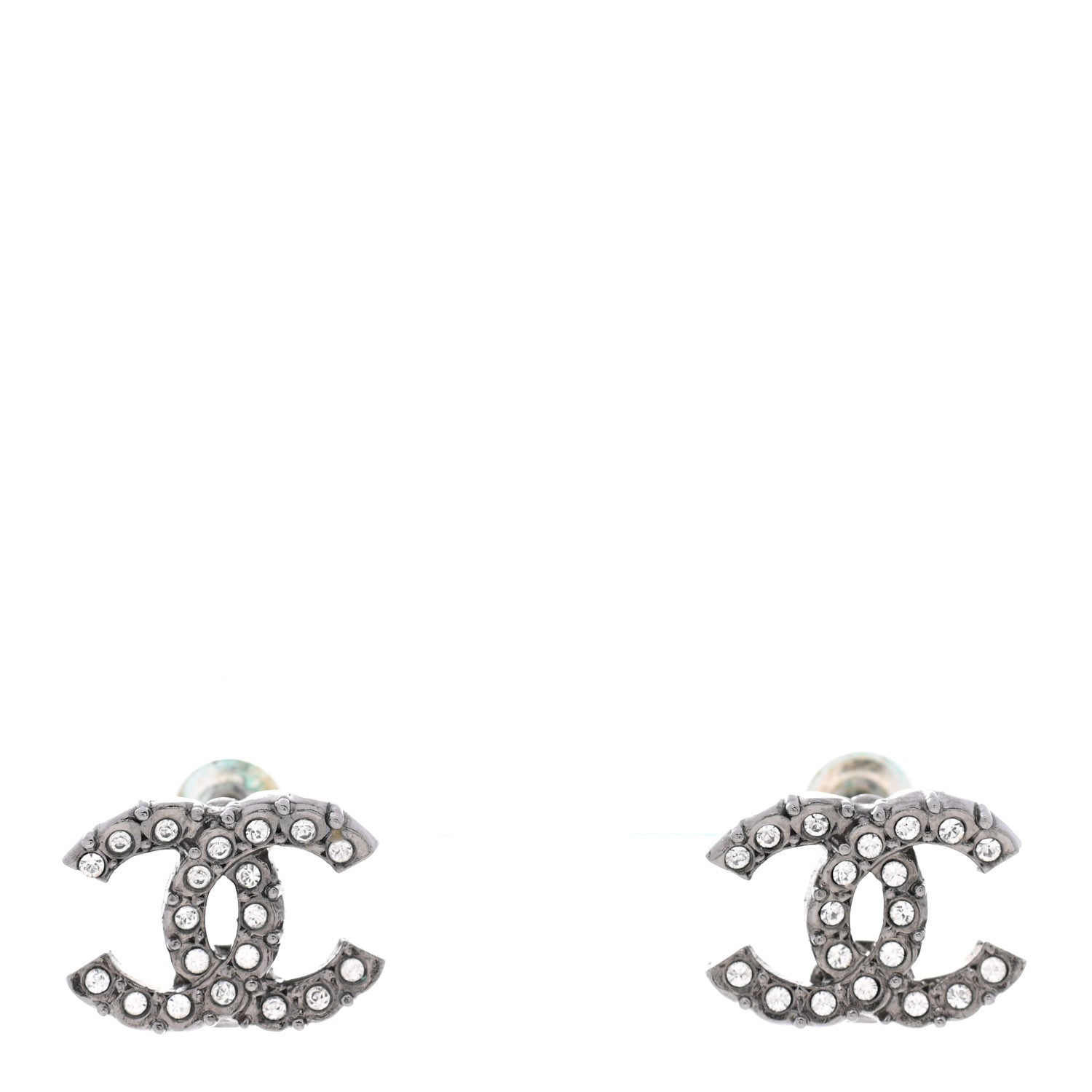 Chanel Crystal CC Earrings Silver 1 of 5