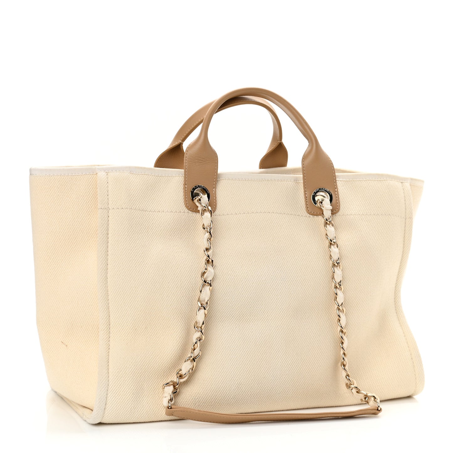 Canvas Pearl Medium Deauville Tote Ecru Beige