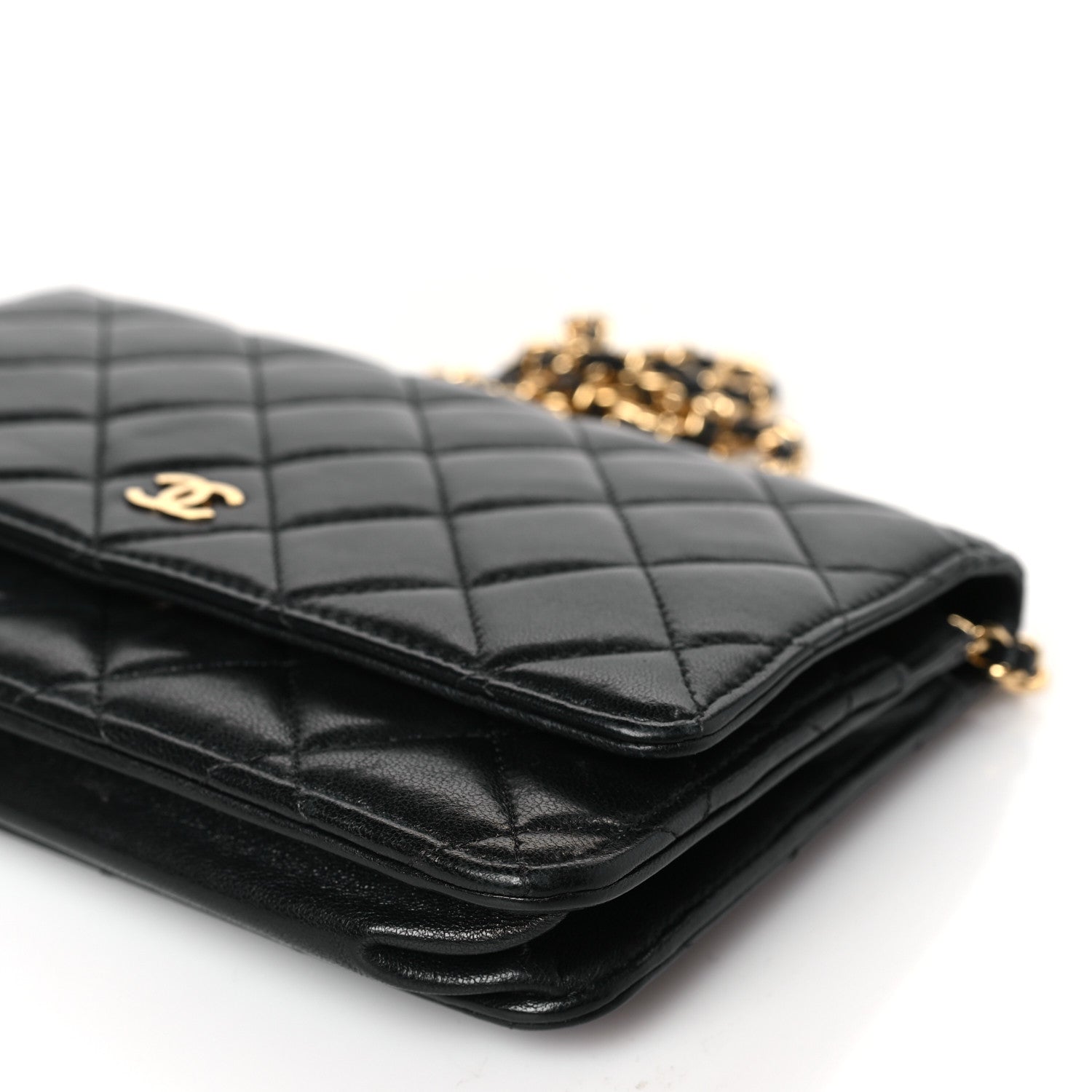 Chanel Lambskin Quilted Wallet On Chain WOC Black 10 of 11