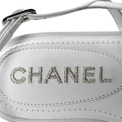 Chanel Lambskin CC Sandals 39 White 6 of 8