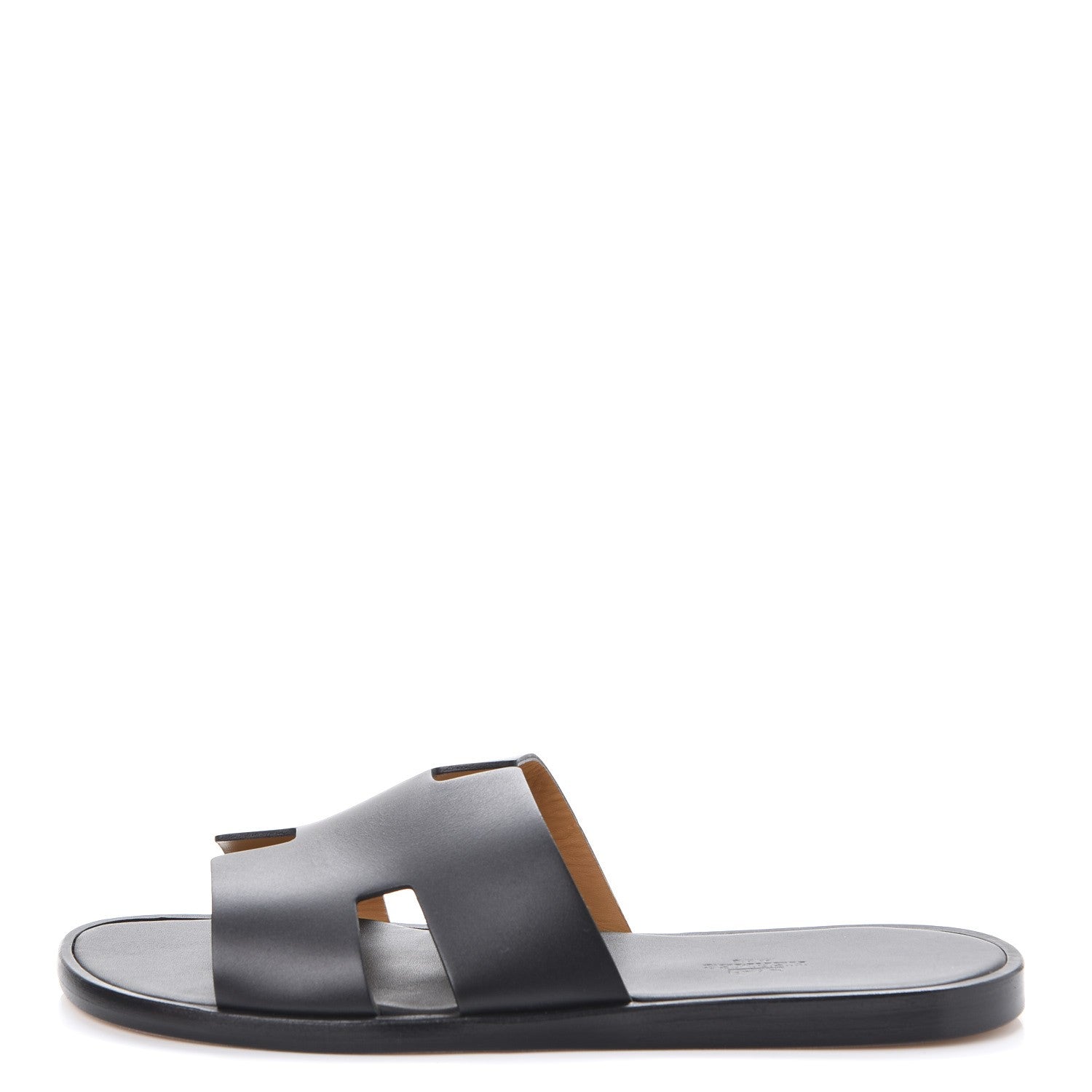 Hermes Calfskin Mens Izmir Sandals 42 Black 1 of 11