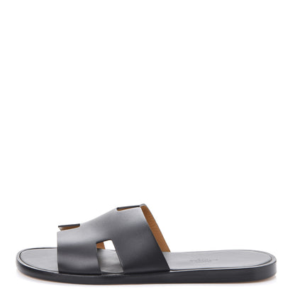 Hermes Calfskin Mens Izmir Sandals 42 Black 1 of 11