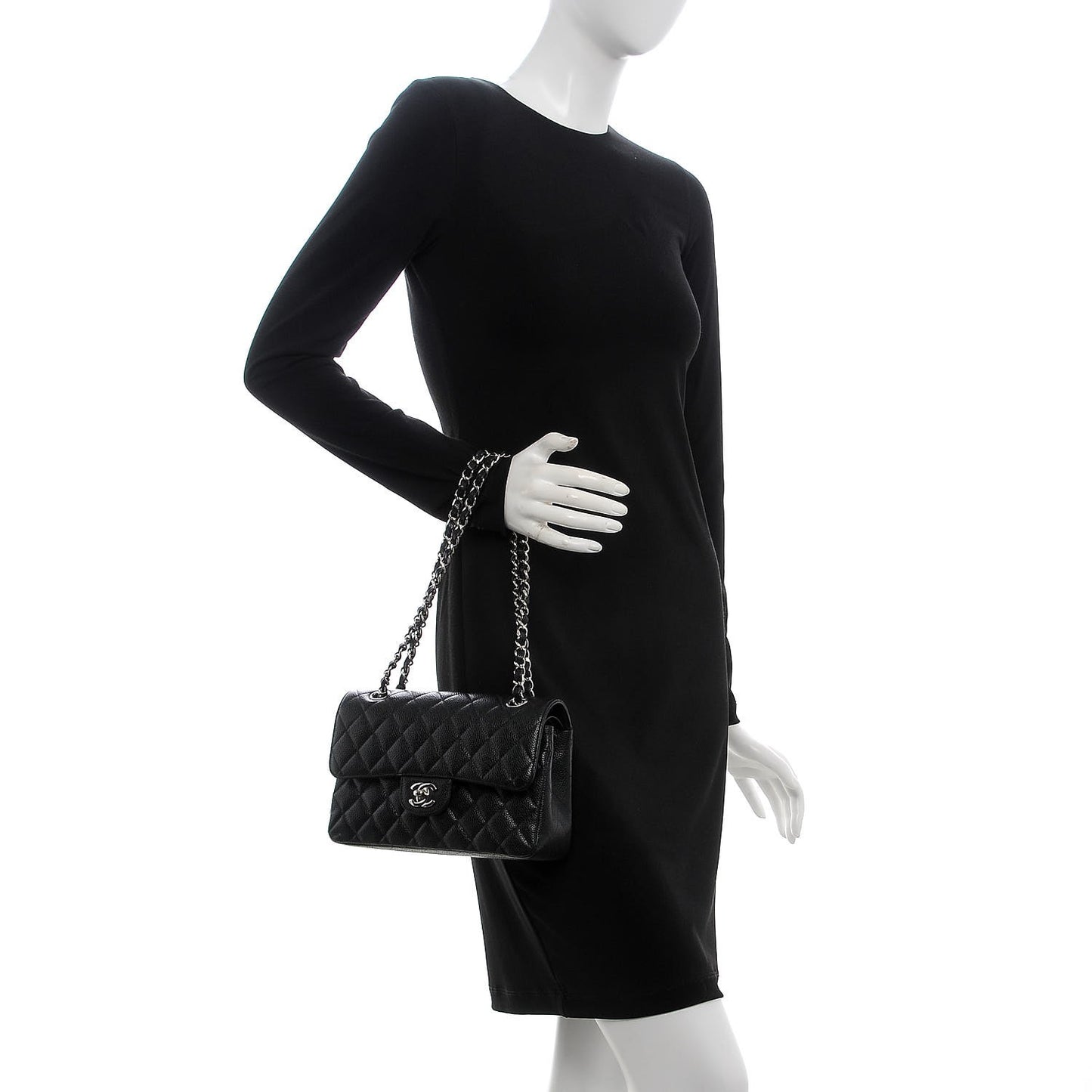 Caviar Quilted Small Double Flap Black