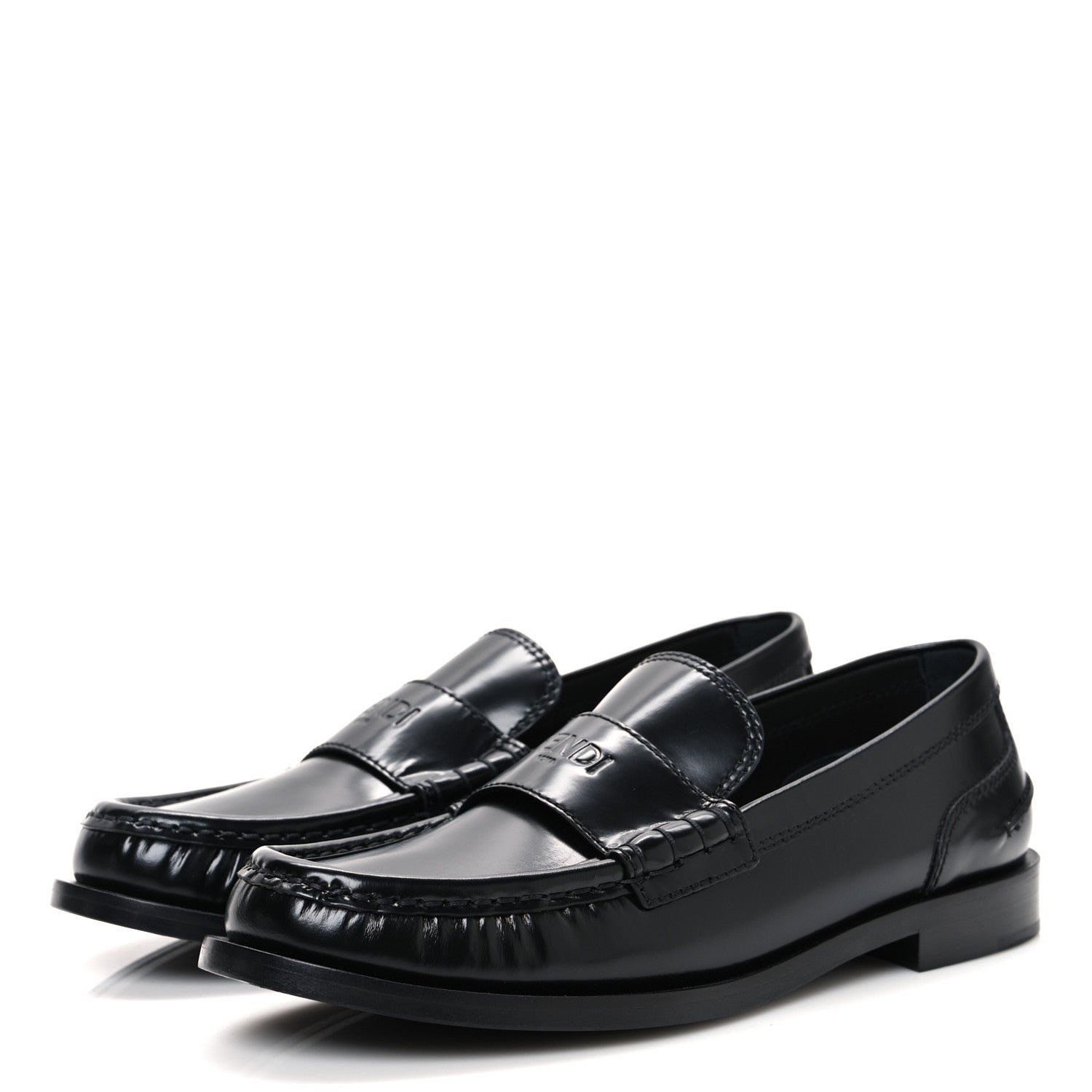 Fendi Vitello Logo Loafers 39 Black 4 of 11