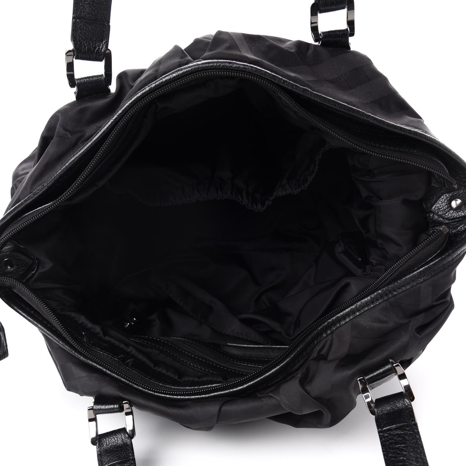 Burberry Nylon Tonal Check Diaper Bag Black 5 of 12