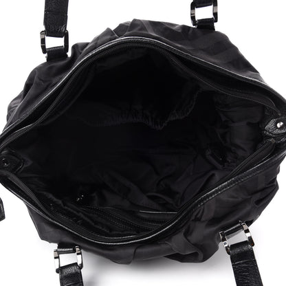 Burberry Nylon Tonal Check Diaper Bag Black 5 of 12