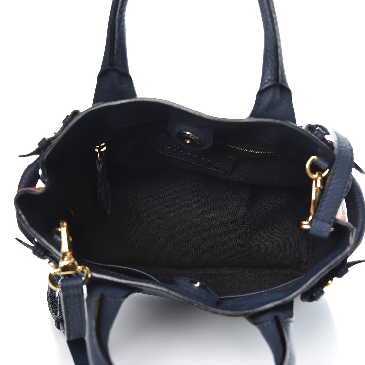 Burberry Grainy Calfskin House Check Small Banner Tote Midnight Blue 5 of 15