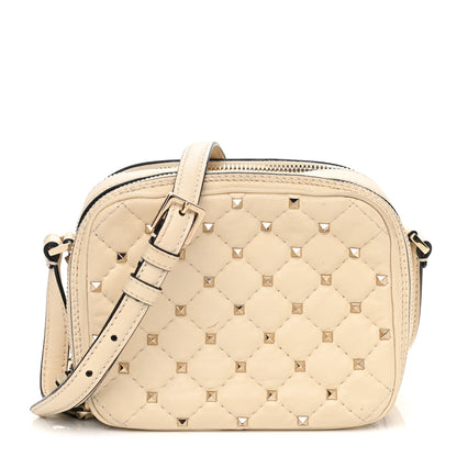 Valentino Garavani Nappa Rockstud Spike Double Zip Camera Crossbody Bag Light Ivory 1 of 16