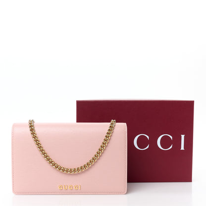 Gucci Textured Calfskin Script Logo Wallet On Chain Light Pink 11 of 11