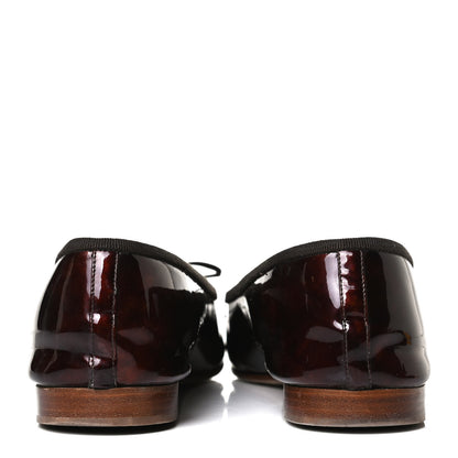 Chanel Patent Tortoise CC Cap Toe Ballerina Flats 38 Brown 6 of 12